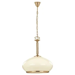 Sklep Kaja Zdobiony złoty zwis z beżowym szklanym kloszem AL 1321 | Kaja