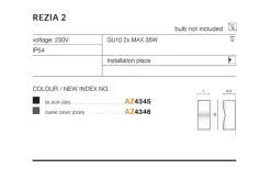 Sklep Kaja Zewnętrzna lampa ścienna dwukierunkowa AZ4345 REZIA | Kaja Oświetlenie
