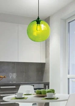 Store Zielona kulista lampa wisząca z żarówką 31-29546 EDISON | Kaja Żyrandole Nowoczesne