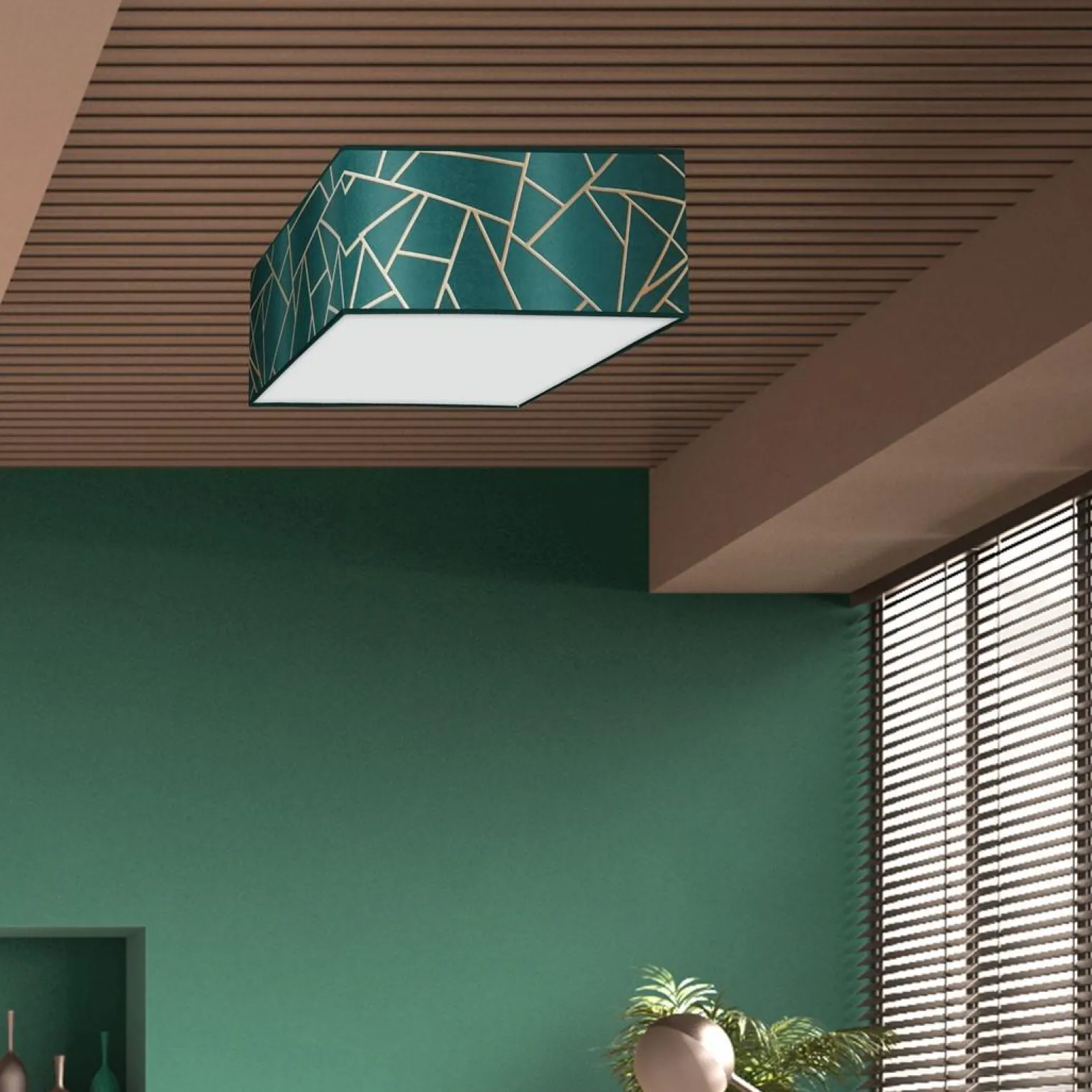 Sklep Kaja Zielona lampa sufitowa z ciekawym wzorem MLP7575 z serii ZIGGY | Kaja Oświetleni