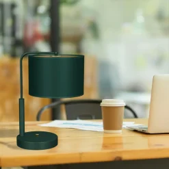 Sklep Kaja Zielona lampka stołowa z abażurem, do biura MLP7880 z serii VERDE | Kaja Oświetl