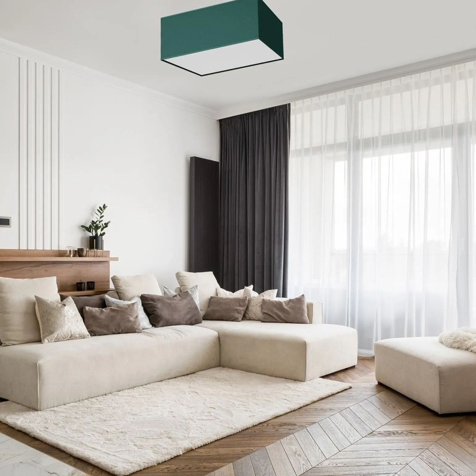 Sklep Kaja Zielona, prostokątna lampa sufitowa do korytarza MLP7874 z serii VERDE | Kaja Oś