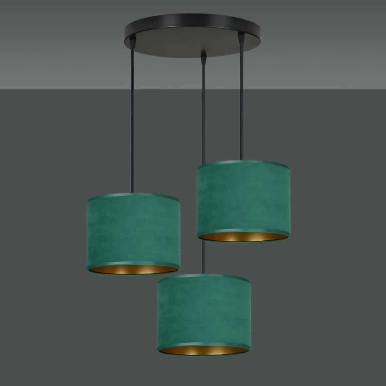 Sale Zielone abażury na regulowanych zwisach 1051/3PREM HILDE PREMIUM | Kaja Żyrandole Nowoczesne