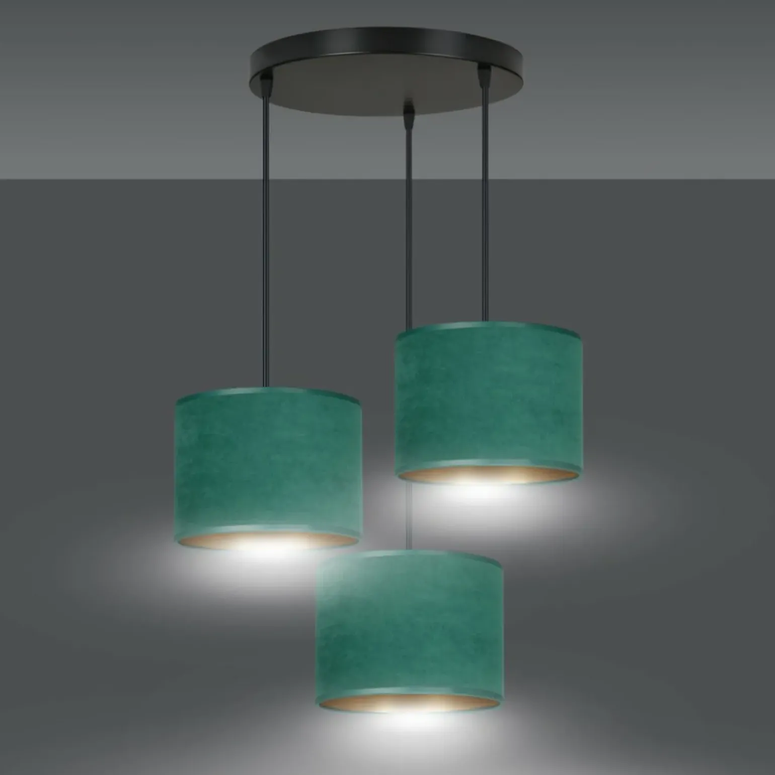 Sale Zielone abażury na regulowanych zwisach 1051/3PREM HILDE PREMIUM | Kaja Żyrandole Nowoczesne