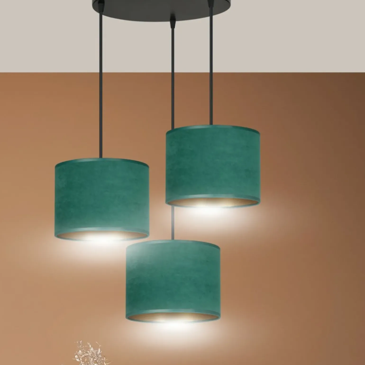 Sale Zielone abażury na regulowanych zwisach 1051/3PREM HILDE PREMIUM | Kaja Żyrandole Nowoczesne