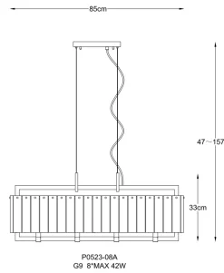 Clearance Złota, kryształowa lampa nad stół P0523-08A-U8AC z serii PALACE | Kaja Żyrandole Nowoczesne