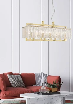 Clearance Złota, kryształowa lampa nad stół P0523-08A-U8AC z serii PALACE | Kaja Żyrandole Nowoczesne