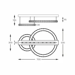 Sklep Kaja Złota, kryształowa lampa sufitowa LED MX3713-2-3GT GIRONA | Kaja