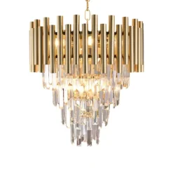 Best Złota, kryształowa lampa wisząca do salonu ML5992 MADISON | Kaja Żyrandole Nowoczesne
