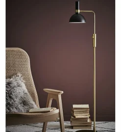 Sklep Kaja Złota lampa podłogowa czarny klosz i ściemniacz 106972 | Kaja