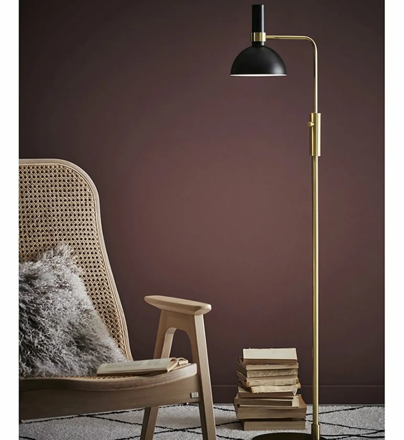 Sklep Kaja Złota lampa podłogowa czarny klosz i ściemniacz 106972 | Kaja