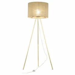 Sklep Kaja Złota lampa podłogowa z abażurem TK 16036 UMBERTO LINEN GOLD | Kaja