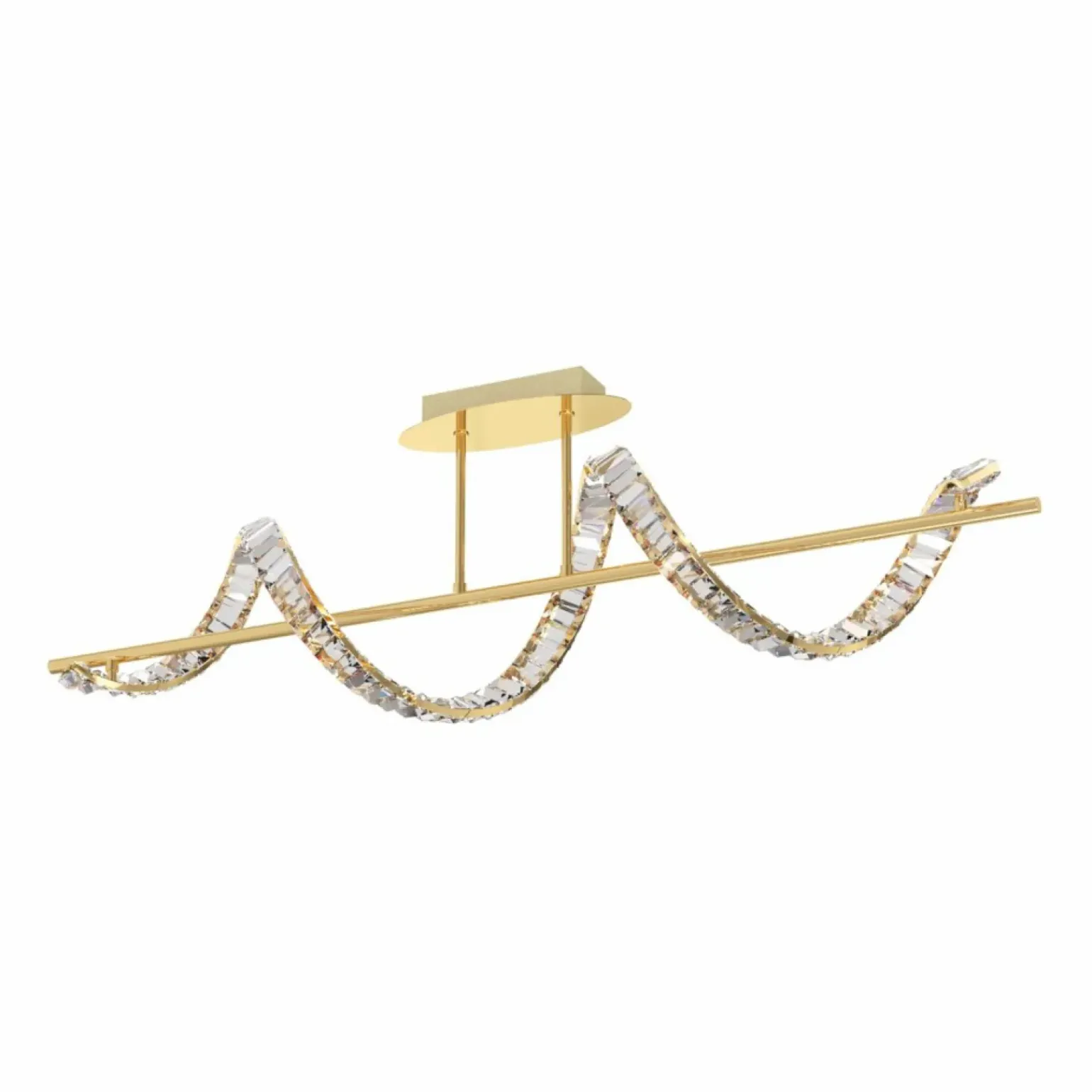 Fashion Złota lampa sufitowa, kryształowa wstążka MX3170-1-3GT ATHESA | Kaja Żyrandole Nowoczesne