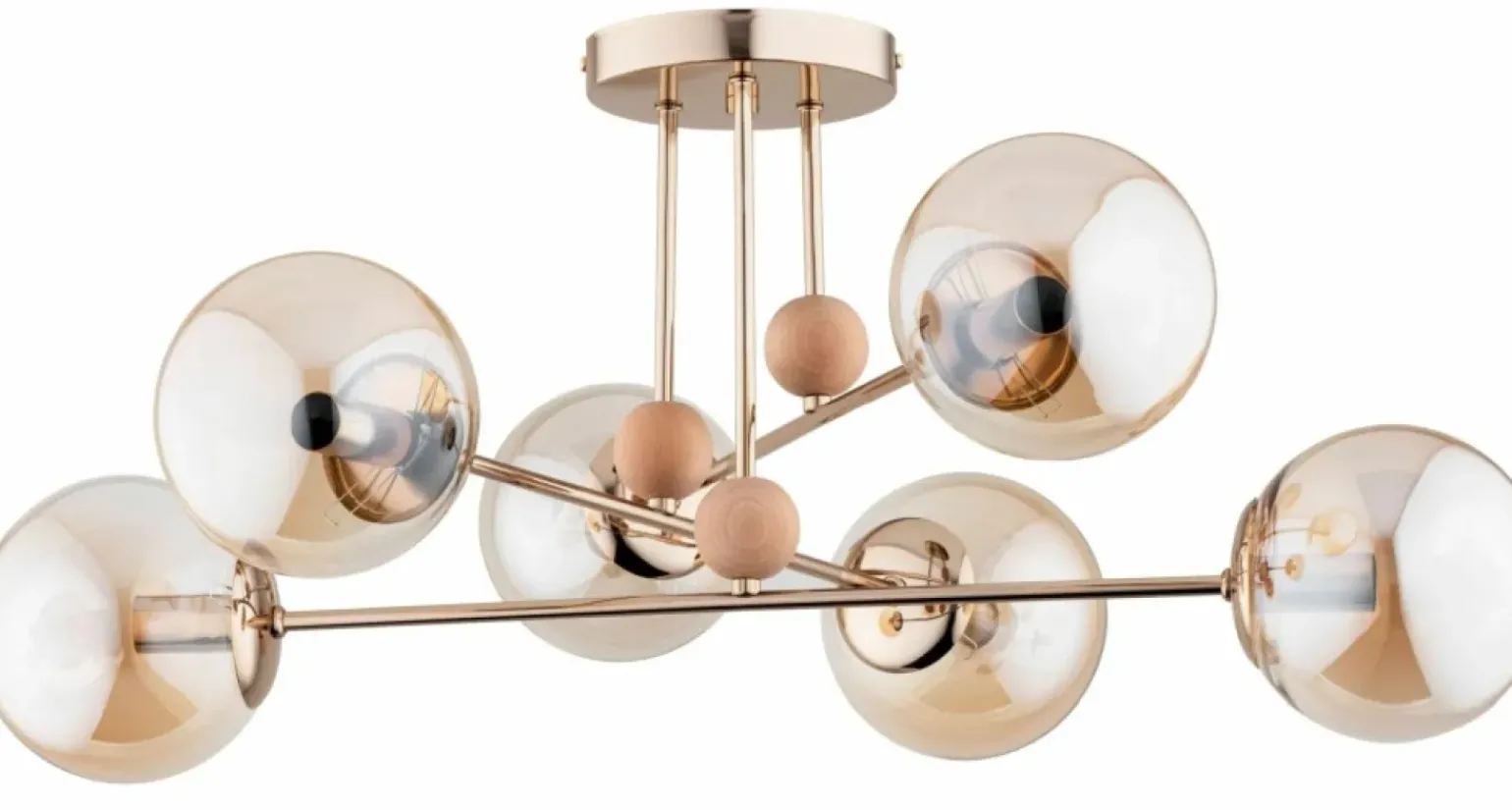 Store Złota lampa sufitowa z bursztynowymi kloszami AL 63133 OPTY | Kaja Żyrandole Nowoczesne
