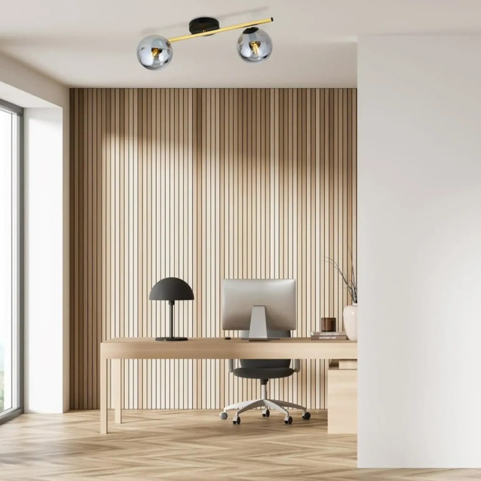 Best Złota lampa sufitowa z ciemnymi kloszami 1246/2 z serii SPLENDI | Kaja Żyrandole Nowoczesne