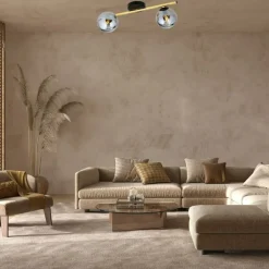 Best Złota lampa sufitowa z ciemnymi kloszami 1246/2 z serii SPLENDI | Kaja Żyrandole Nowoczesne