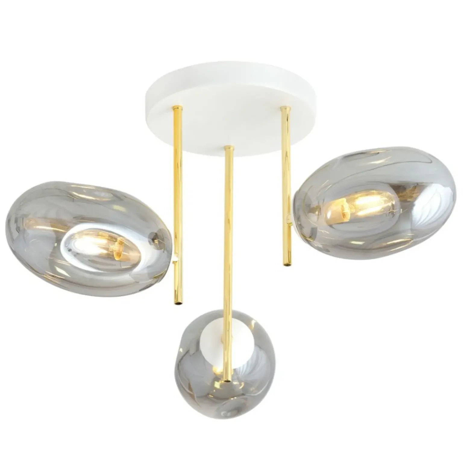 Hot Złota lampa sufitowa z dekoracyjnymi kloszami 1277/3 z serii ARGO Żyrandole Nowoczesne