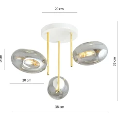Hot Złota lampa sufitowa z dekoracyjnymi kloszami 1277/3 z serii ARGO Żyrandole Nowoczesne