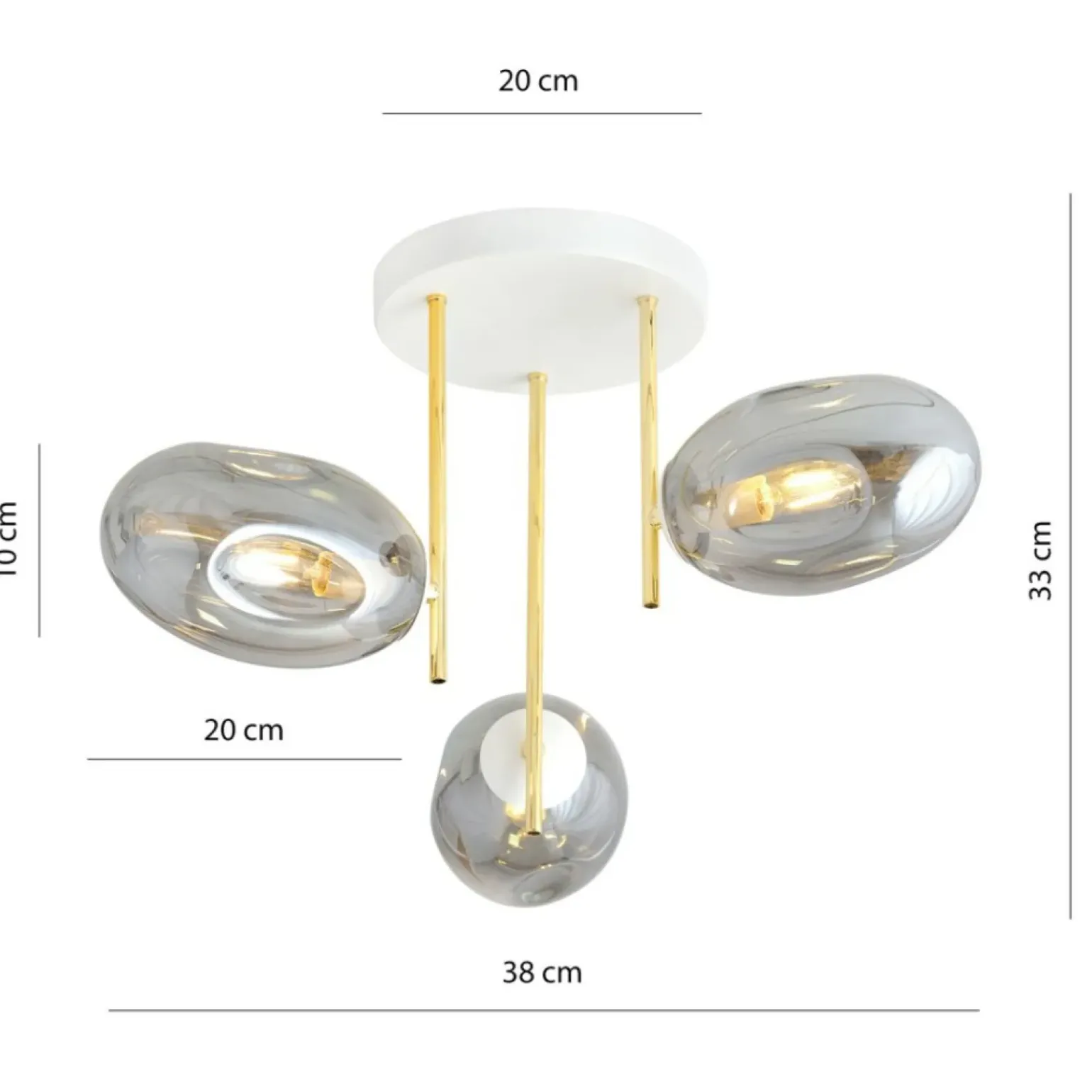 Hot Złota lampa sufitowa z dekoracyjnymi kloszami 1277/3 z serii ARGO Żyrandole Nowoczesne