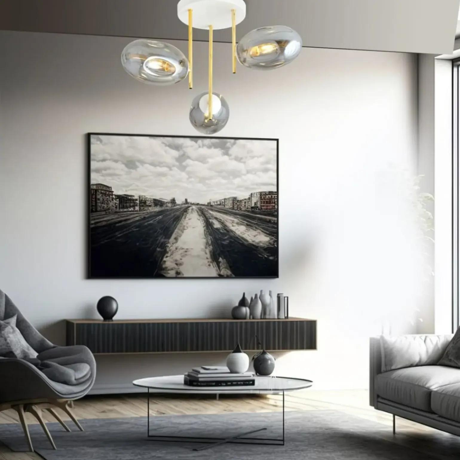 Hot Złota lampa sufitowa z dekoracyjnymi kloszami 1277/3 z serii ARGO Żyrandole Nowoczesne