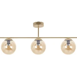 Discount Złota lampa sufitowa z trzema miodowymi kloszami K-5412 z serii GRAND Żyrandole Nowoczesne