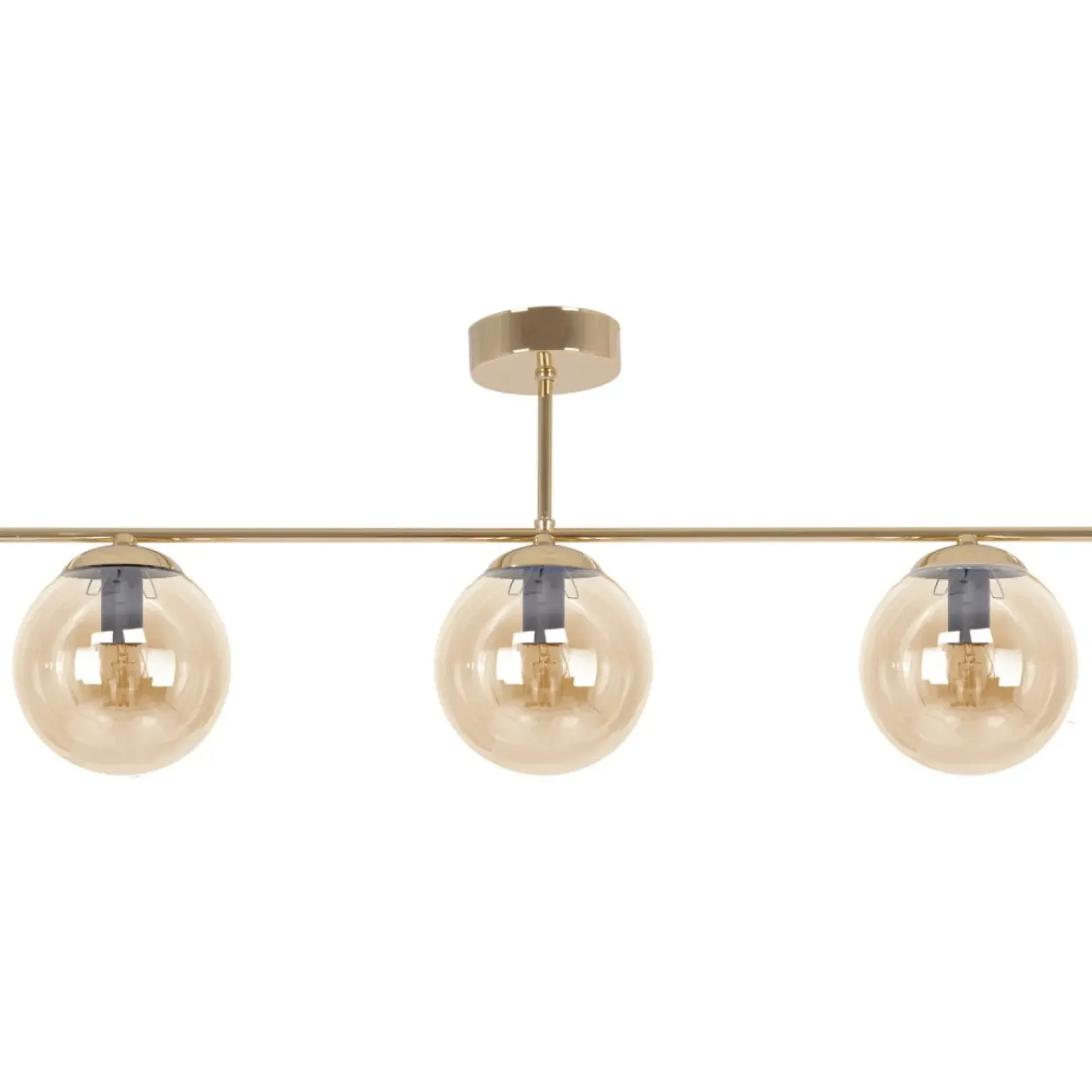 Discount Złota lampa sufitowa z trzema miodowymi kloszami K-5412 z serii GRAND Żyrandole Nowoczesne