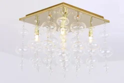 Sklep Kaja Złota lampa sufitowa z wiszącymi kryształkami RLX92175-5GC - ELLI