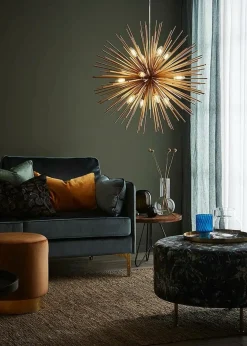 Shop Złota lampa wisząca dwanaście żarówek 107752 | Kaja Oświetlenie Żyrandole Nowoczesne