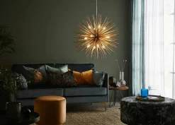 Shop Złota lampa wisząca dwanaście żarówek 107752 | Kaja Oświetlenie Żyrandole Nowoczesne