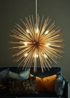 Shop Złota lampa wisząca dwanaście żarówek 107752 | Kaja Oświetlenie Żyrandole Nowoczesne