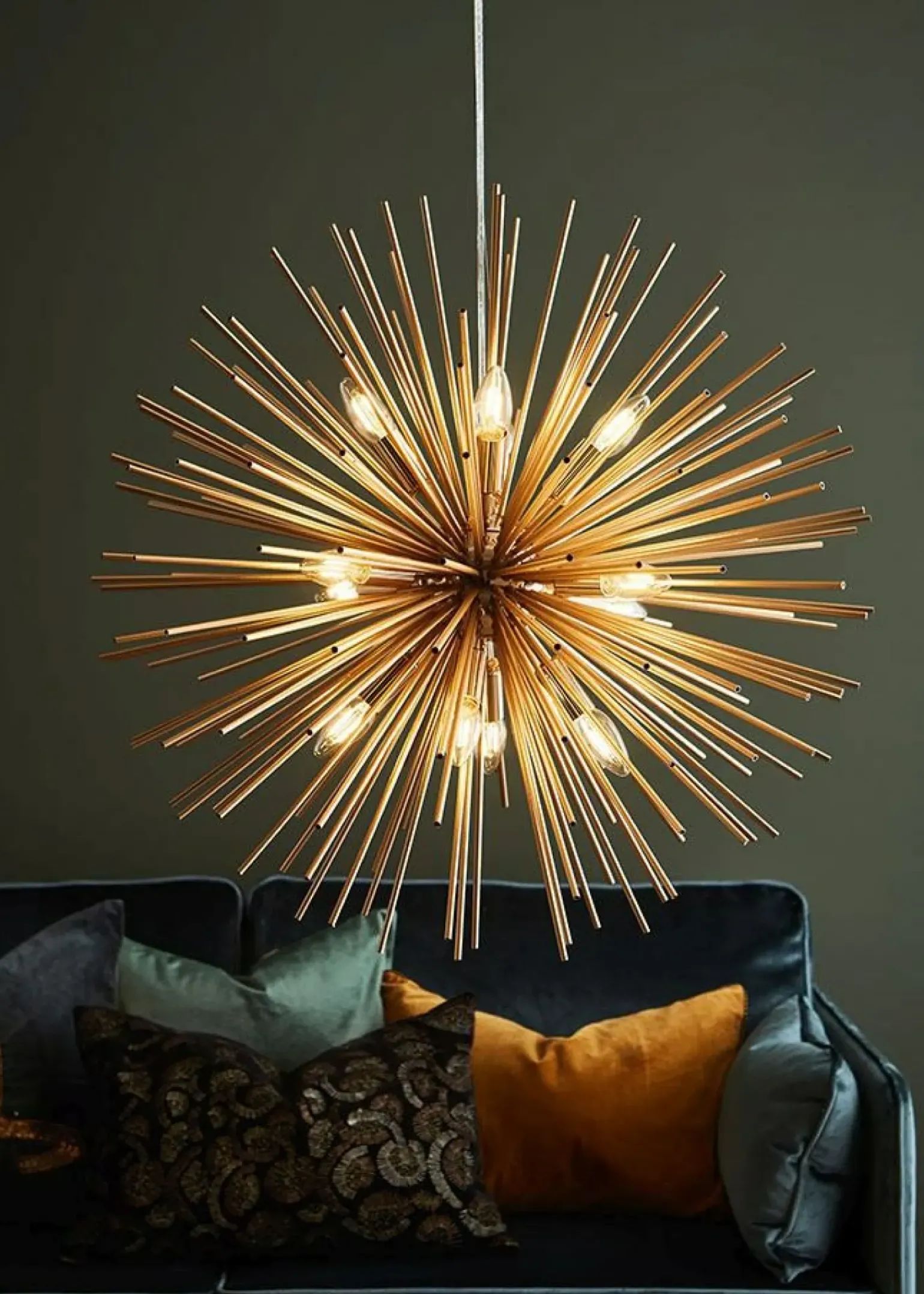 Shop Złota lampa wisząca dwanaście żarówek 107752 | Kaja Oświetlenie Żyrandole Nowoczesne