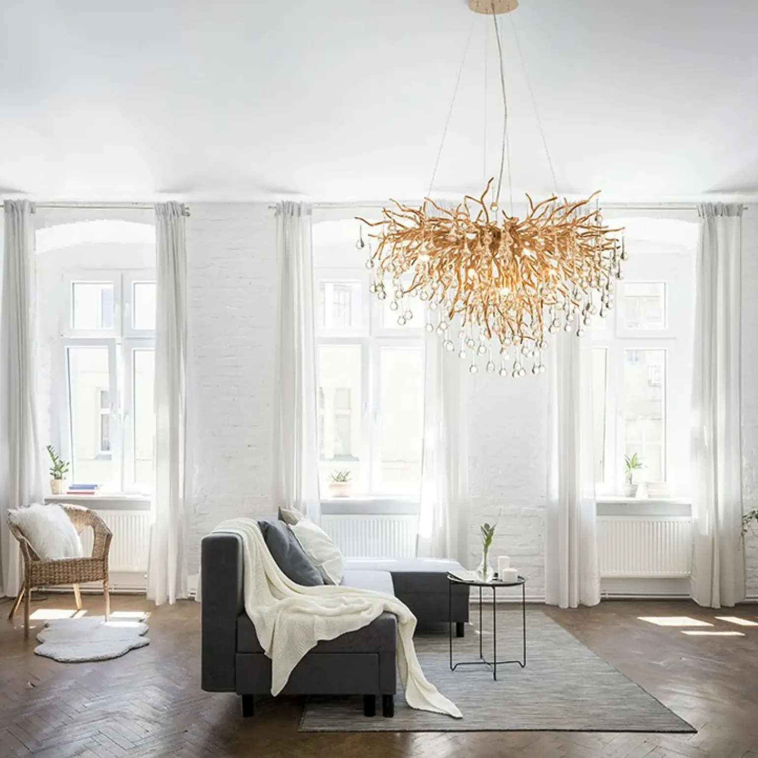 Store Złota lampa wisząca, gałązki 2192-11 z serii ICICLE | Kaja Oświetlenie Żyrandole Nowoczesne