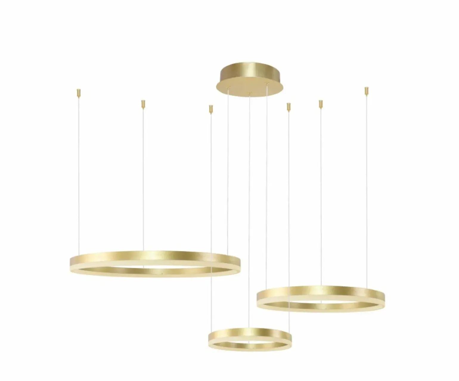 Shop Złota lampa wisząca LED, koła na zwisach, z pilotem AZ4973 HALO | Kaja Żyrandole Nowoczesne