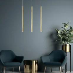 New Złota lampa wisząca z tubami, nad stół LP-894/3L GD LUNGO | Kaja Żyrandole Nowoczesne