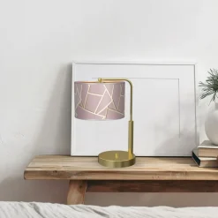 Sklep Kaja Złota lampka nocna z różowym abażurem MLP7592 ZIGGY | Kaja Oświetlenie