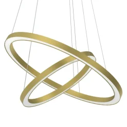 Store Złota, matowa lampa wisząca, dwa okręgi ML8423 z serii GALAXIA | Kaja Oświetleni Żyrandole Nowoczesne