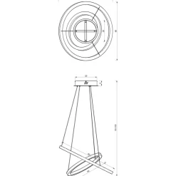 Store Złota, matowa lampa wisząca, dwa okręgi ML8423 z serii GALAXIA | Kaja Oświetleni Żyrandole Nowoczesne