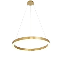 Best Złota obręcz LED wisząca do salonu LP-033/1P L GD SHINY z serii MIDWAY Żyrandole Nowoczesne