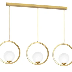 Best Sale Złota, potrójna lampa wisząca, ozdobne okręgi MLP5574 z serii VIENNA | Kaja Oświ Żyrandole Nowoczesne