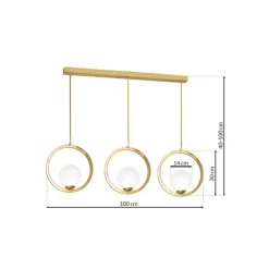 Best Sale Złota, potrójna lampa wisząca, ozdobne okręgi MLP5574 z serii VIENNA | Kaja Oświ Żyrandole Nowoczesne