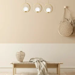 Best Sale Złota, potrójna lampa wisząca, ozdobne okręgi MLP5574 z serii VIENNA | Kaja Oświ Żyrandole Nowoczesne