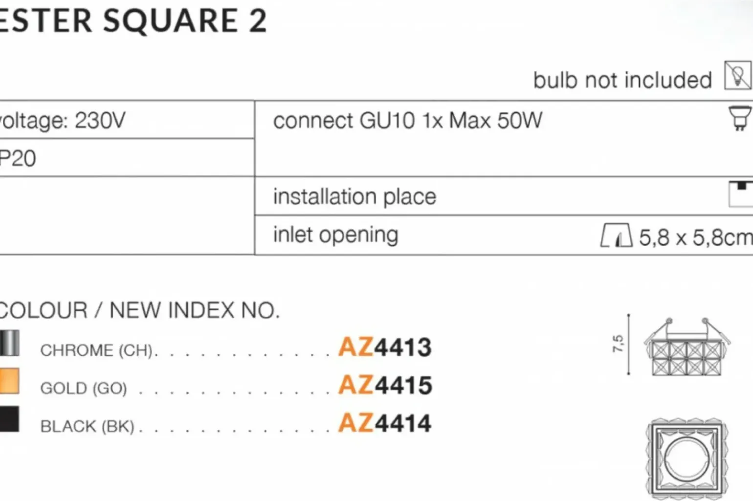 Sklep Kaja Złote oczko podtynkowe z kryształem AZ4415 ESTER | Kaja Oświetlenie