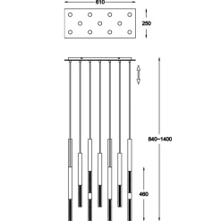 Store Złote tuby wiszące, do salonu P0461-11L-B5F7 ONE| Kaja Oświetlenie Żyrandole Nowoczesne