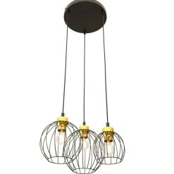 Store Złoto-czarna lampa wisząca, na trzy żarówki 1368/3PREM z serii NANDO Żyrandole Nowoczesne
