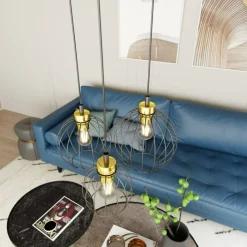 Store Złoto-czarna lampa wisząca, na trzy żarówki 1368/3PREM z serii NANDO Żyrandole Nowoczesne