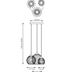 Store Złoto-czarna lampa wisząca, na trzy żarówki 1368/3PREM z serii NANDO Żyrandole Nowoczesne
