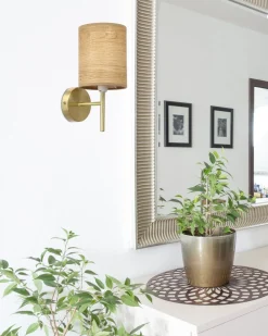 Sklep Kaja Złoty kinkiet ścienny z abażurem w kształcie tuby 21-27573 z serii YAN | Kaja Oś