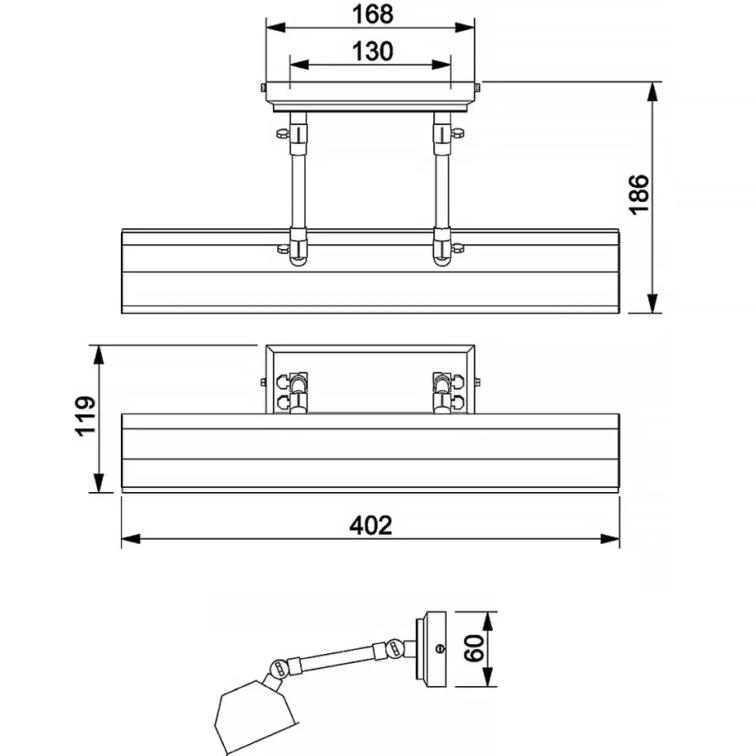 Sklep Kaja Złoty kinkiet obrazowy, ruchomy CHAWTON-PLM-PB z serii CHAWTON