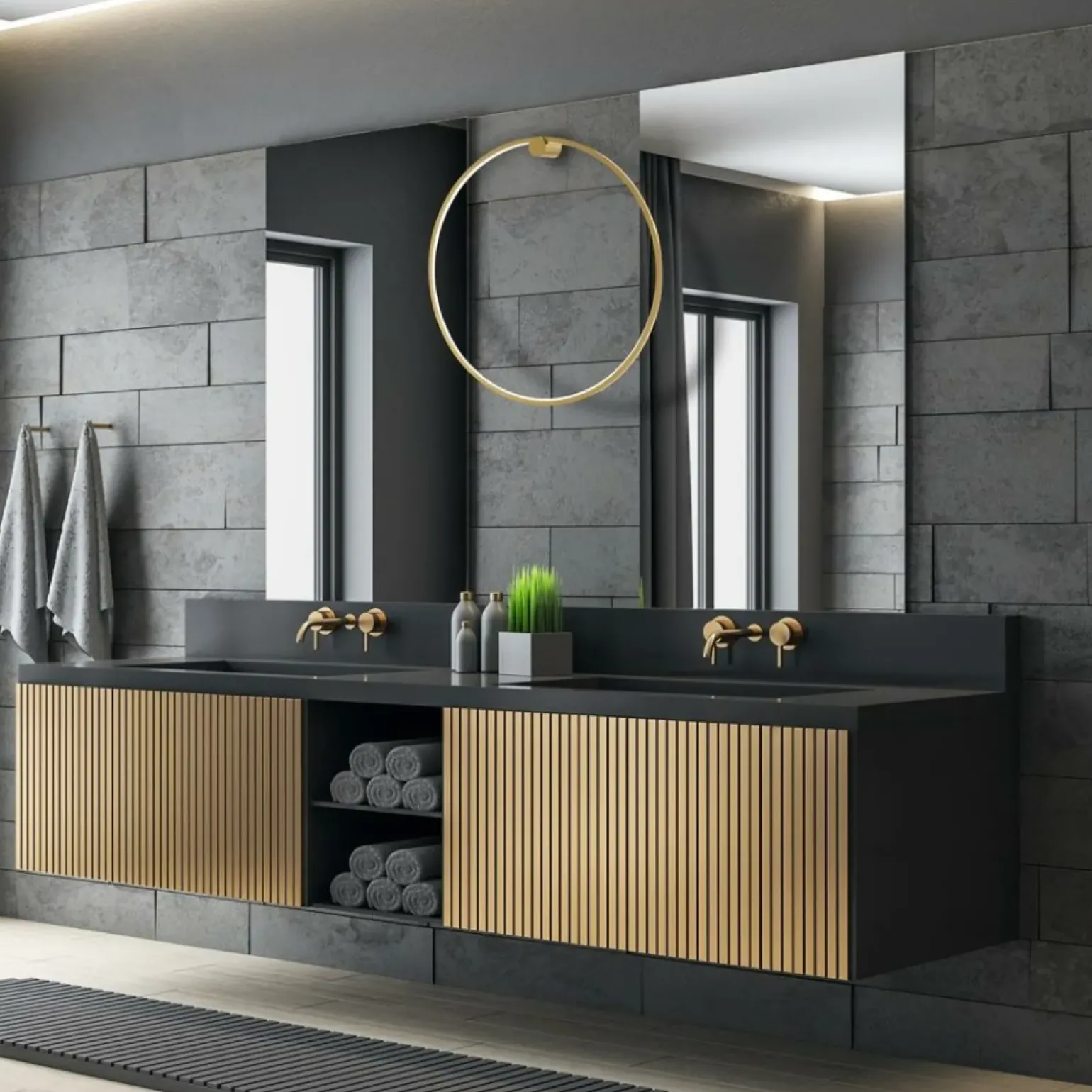 Sklep Kaja Złoty kinkiet z ochroną IP44, wbudowany LED ML8853 z serii SATURNO | Kaja Oświet