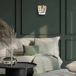 Sklep Kaja Złoty, kryształowy kinkiet do pokoju dziennego ML8890 z serii CARISMA | Kaja Ośw